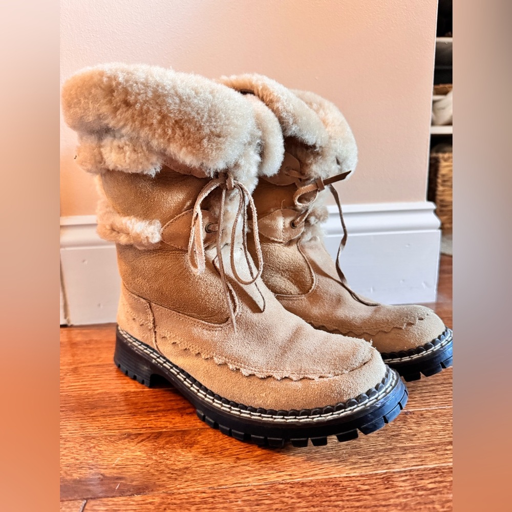 Coldwater Creek Suede/Shearling Lined Boots